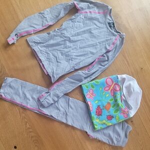Gray and Pink Kids Thermal Underwear Set